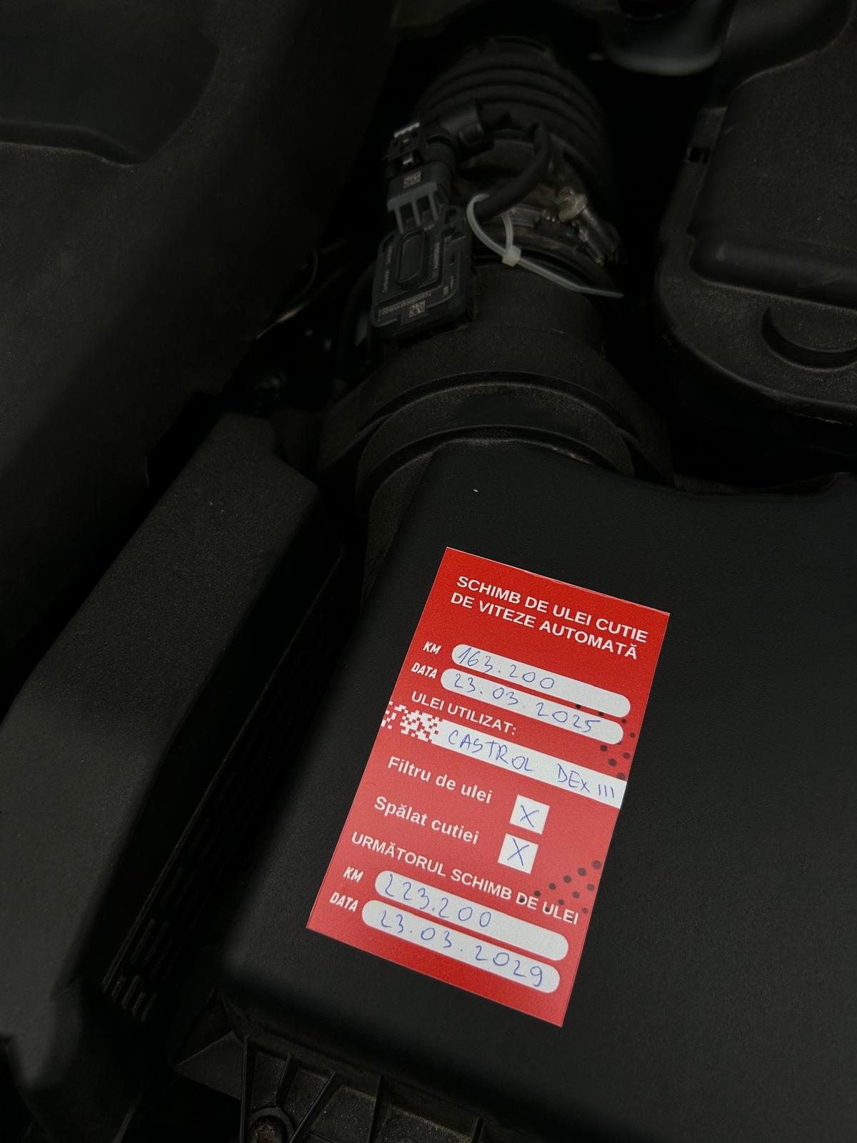 Etichetă autocolantă schimbul de ulei la cutia automata