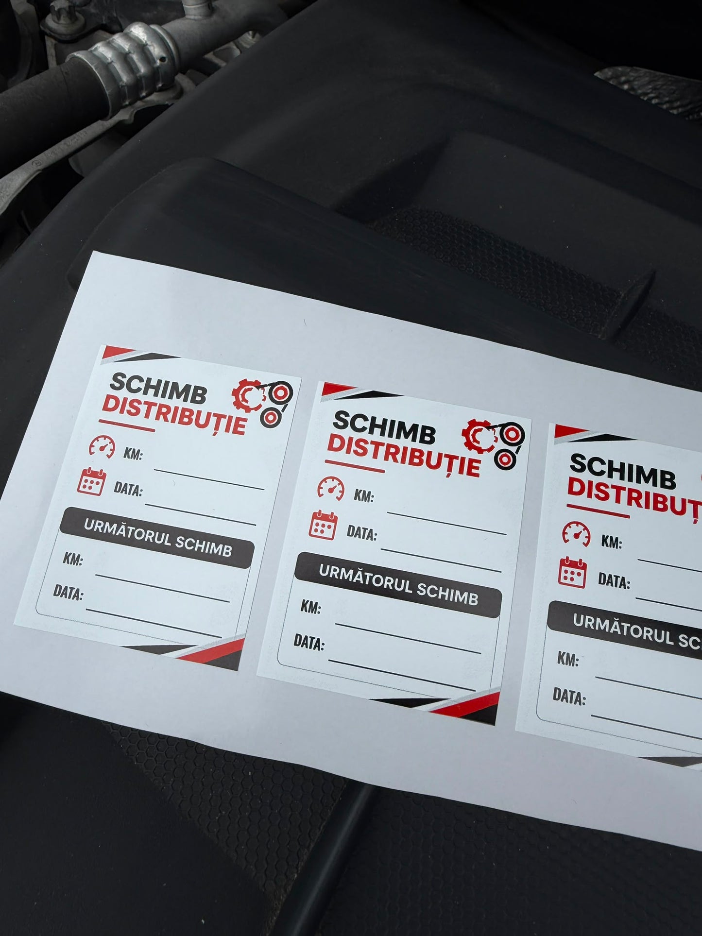 Etichetă Autocolantă/ Cartonată pentru Evidența Schimbului Kitului de Distribuție