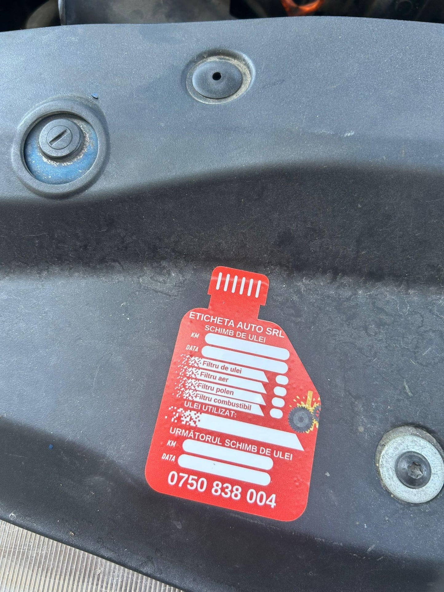 Etichetă Autocolantă/ Cartonată revizie auto – Schimb ulei – Etichete service auto personalizate