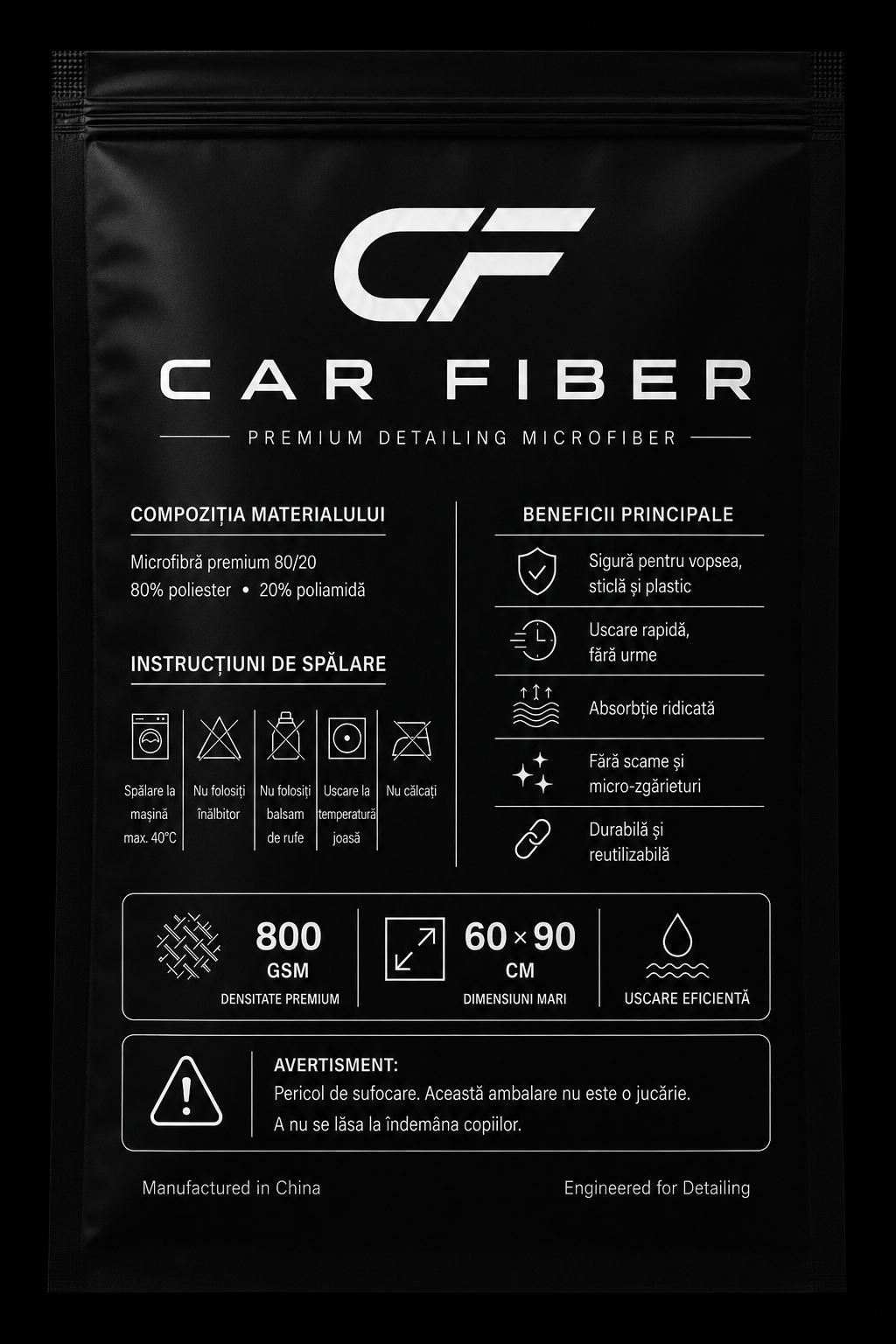 Prosop auto microfibră CAR FIBER 60X90 cm
