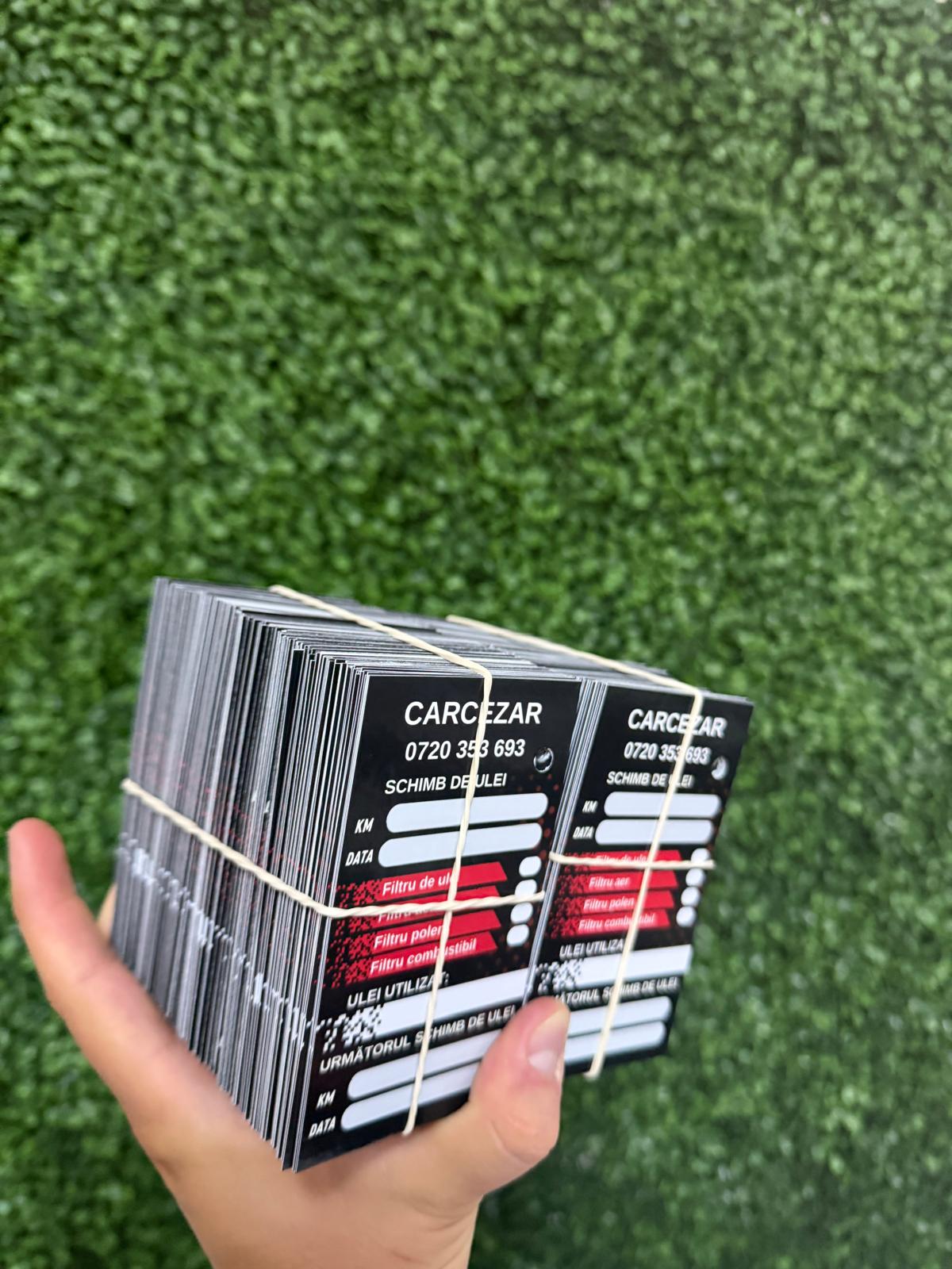 Etichetă Autocolantă/ Cartonată de ulei personalizată / revizie / service auto / schimb ulei