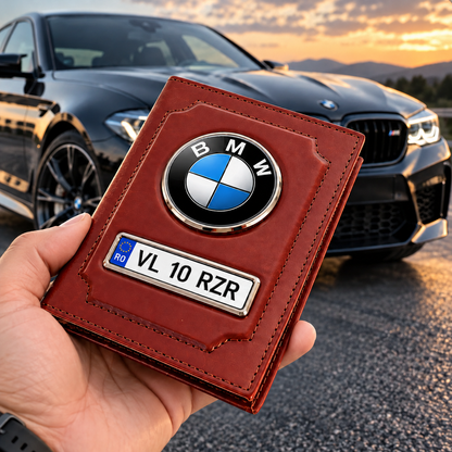 Portofel Acte Auto Personalizat cu Sigla Auto/Poza Preferată si Numar Inmatriculare/Citat