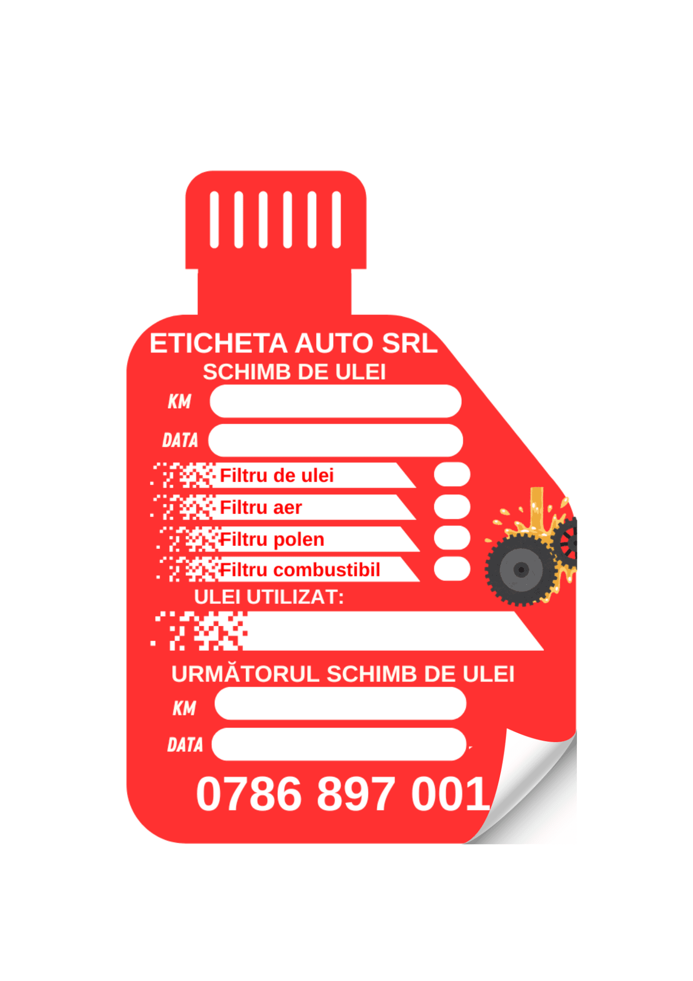 Etichetă Autocolantă/ Cartonată revizie auto – Schimb ulei – Etichete service auto personalizate