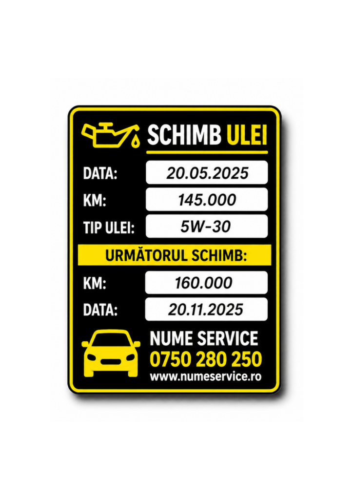 Etichetă Autocolantă/ Cartonată Personalizată Schimb De Ulei & Revizie Periodică Service Auto