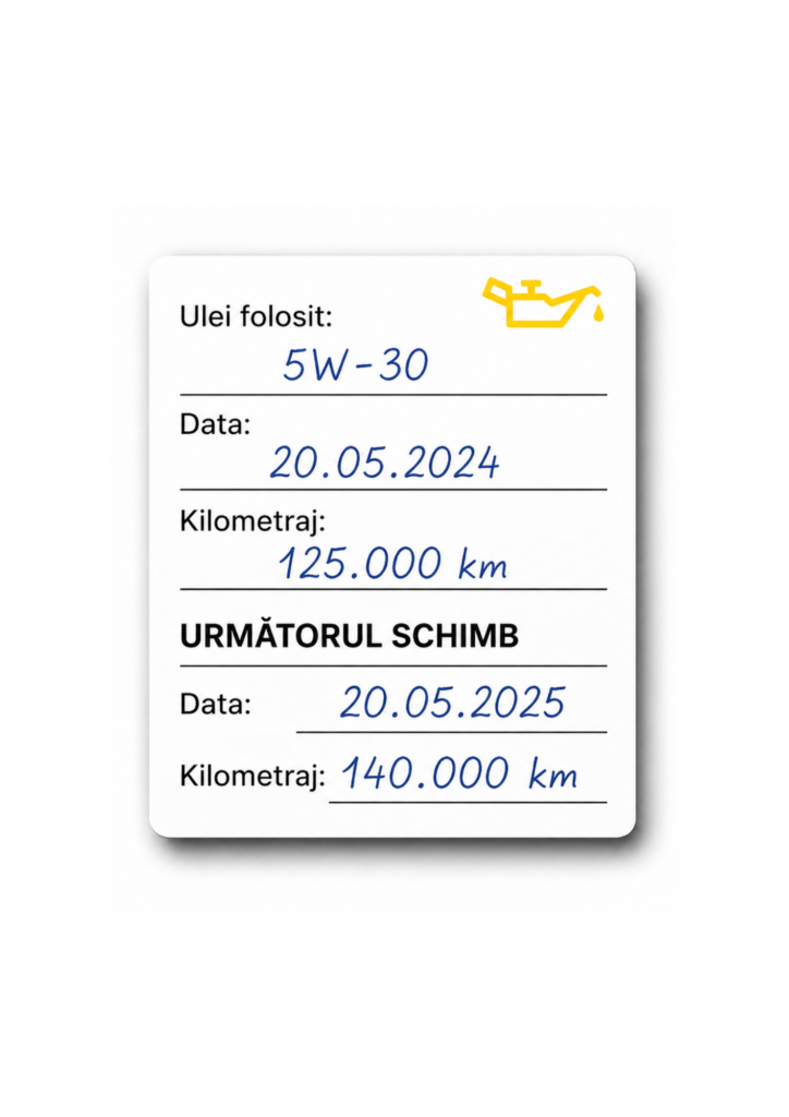 Etichetă Autocolantă/ Cartonată Personalizată Schimb Ulei & Revizie Periodică Service Auto