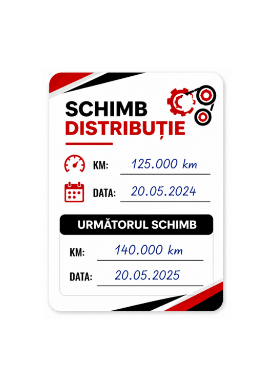Etichetă Autocolantă/ Cartonată pentru Evidența Schimbului Kitului de Distribuție