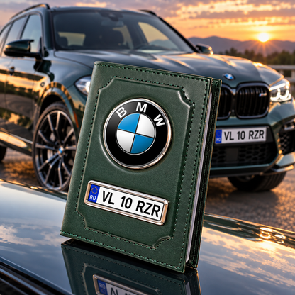 Portofel Acte Auto Personalizat cu Sigla Auto/Poza Preferată si Numar Inmatriculare/Citat