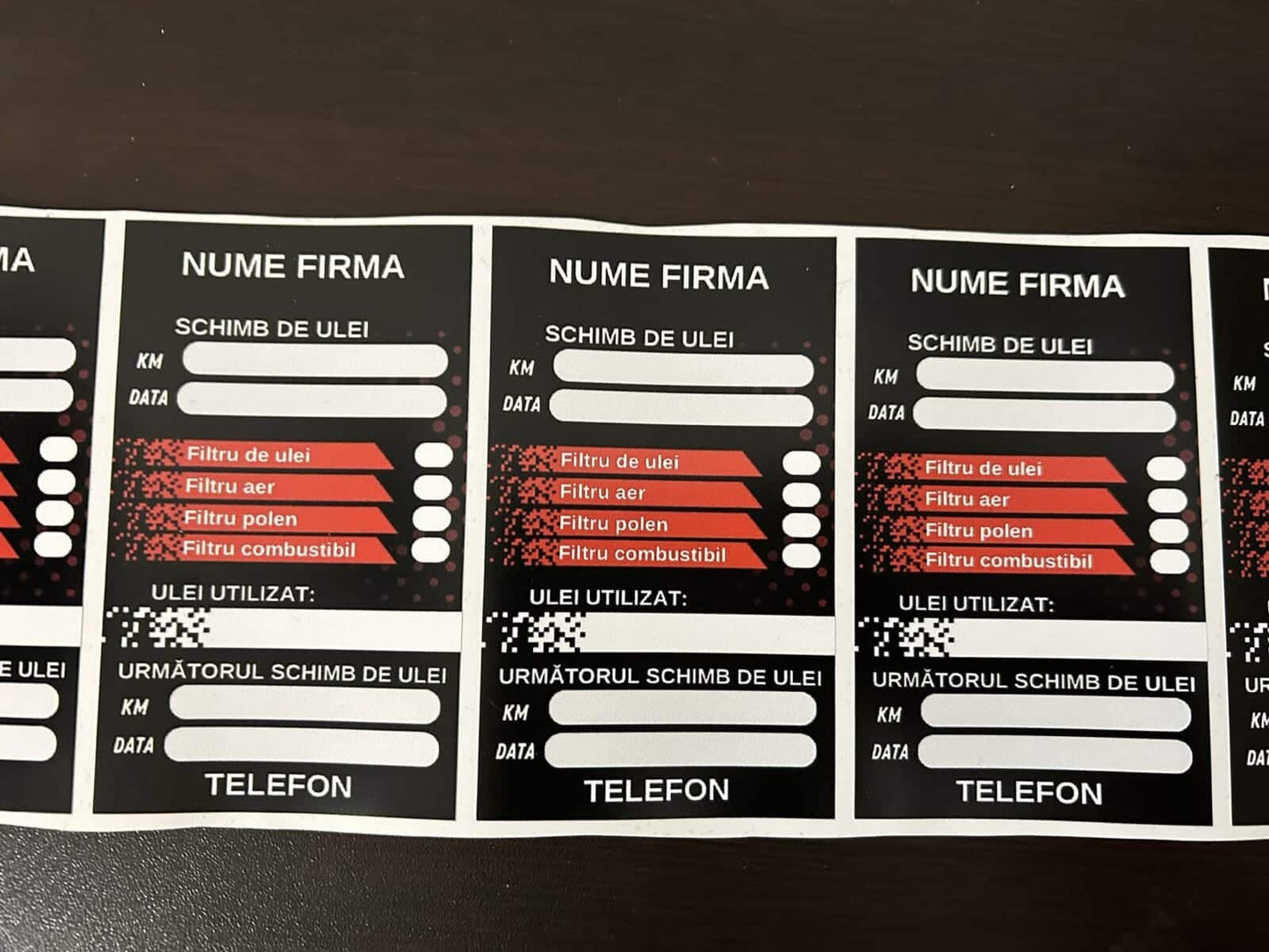 Etichetă Autocolantă/ Cartonată de ulei personalizată / revizie / service auto / schimb ulei