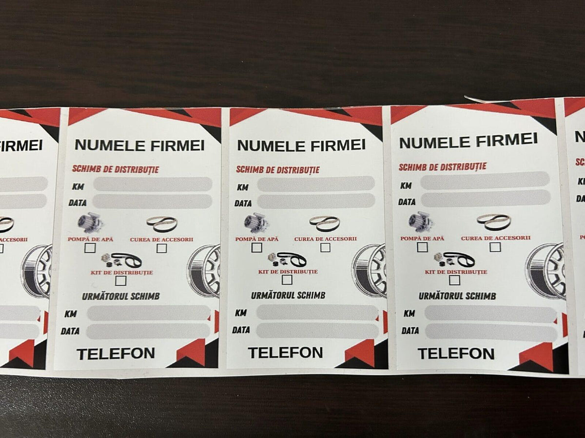 Etichetă Autocolantă/ Cartonată Personalizată De Distribuție– Service Auto