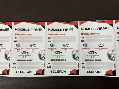 Etichetă Autocolantă/ Cartonată Personalizată De Distribuție– Service Auto