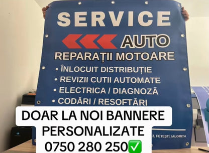 Banner personalizat Service auto / Vulcanizare / Salon / Frizerie / Detailing / Spălătorie