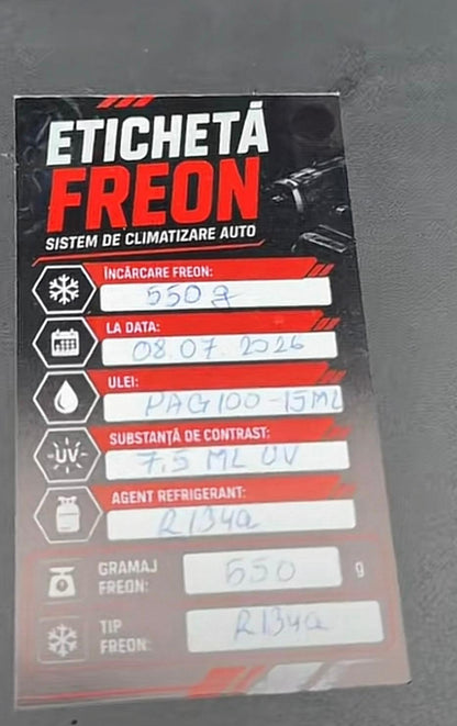 Etichetă Autocolantă/ Cartonată pentru Freon  Service Auto