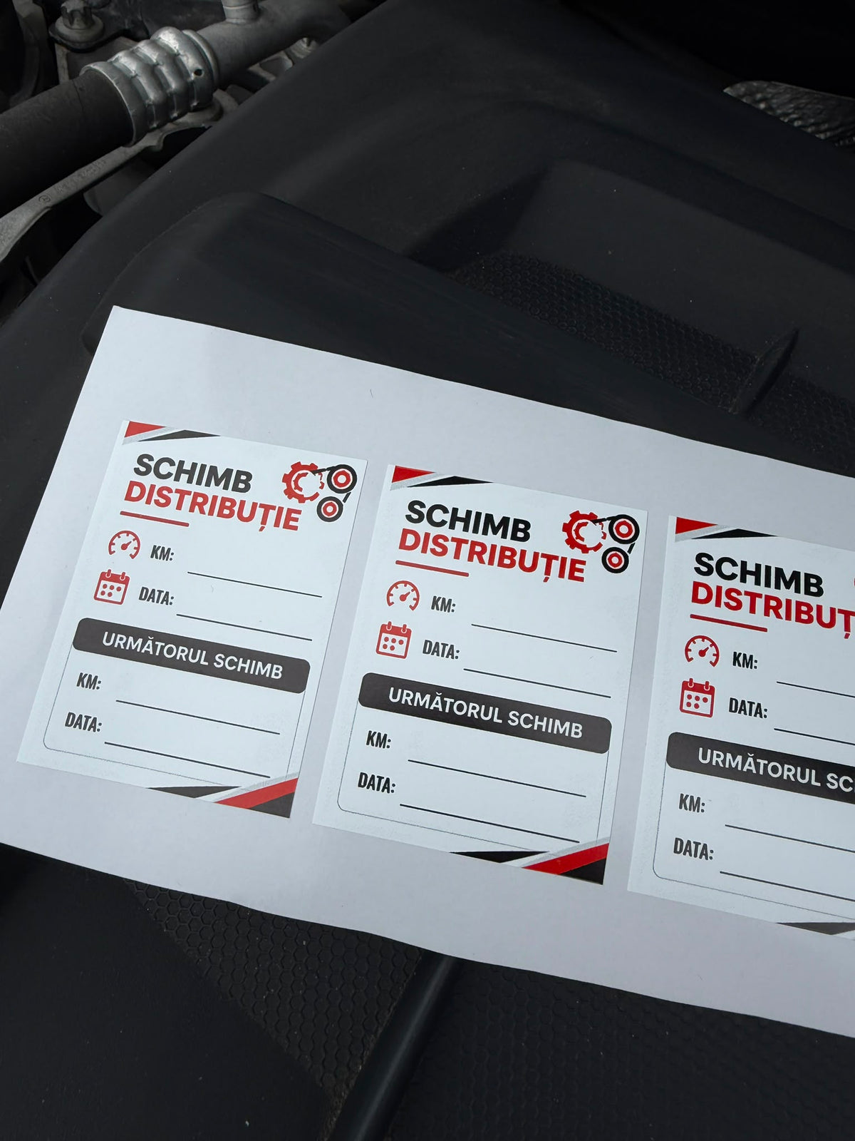 Etichetă Autocolantă/ Cartonată pentru Evidența Schimbului Kitului de Distribuție