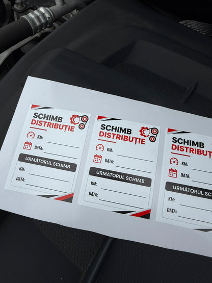 Etichetă Autocolantă/ Cartonată pentru Evidența Schimbului Kitului de Distribuție