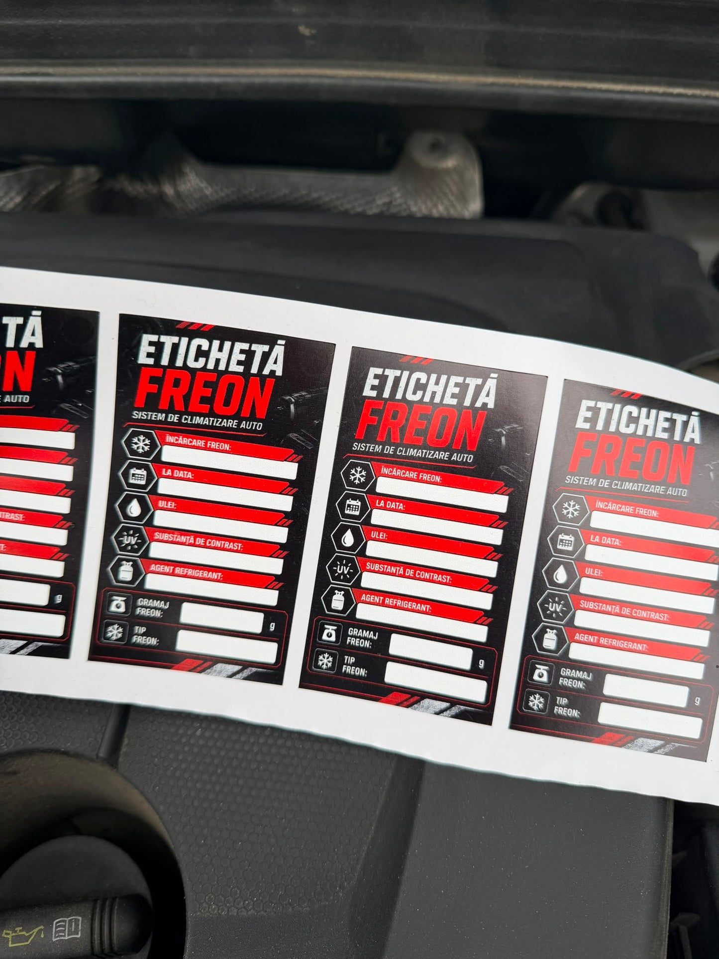 Etichetă Autocolantă/ Cartonată pentru Freon  Service Auto