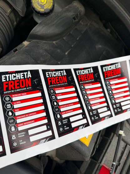 Etichetă Autocolantă/ Cartonată pentru Freon  Service Auto