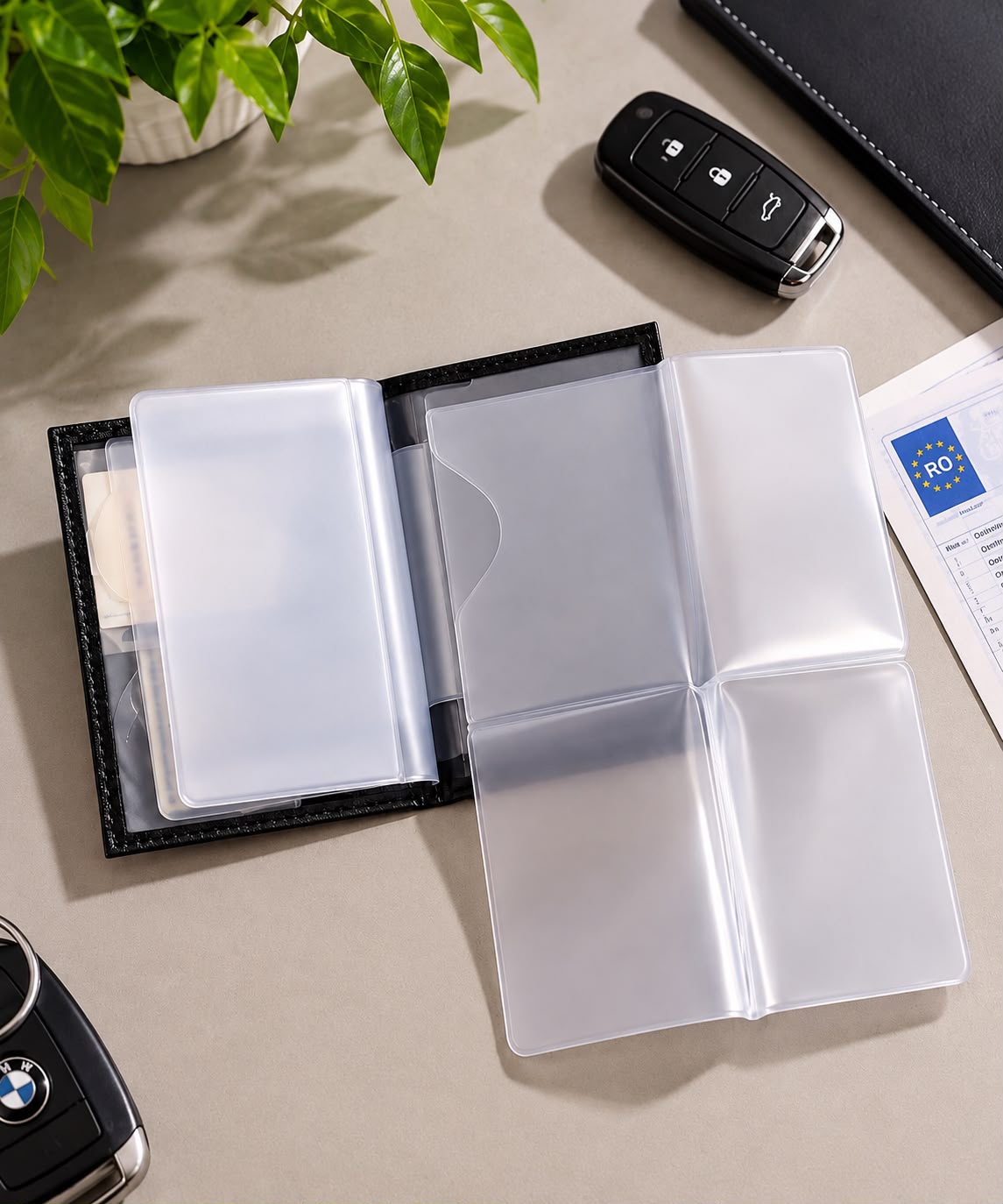 Portofel Acte Auto Personalizat cu Sigla Auto/Poza Preferată si Numar Inmatriculare/Citat