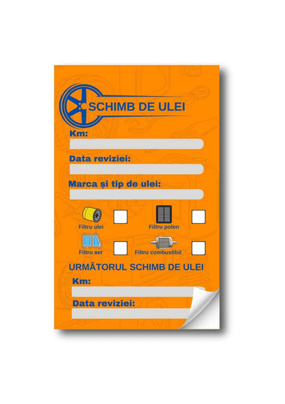 Etichetă Autocolantă/ Cartonată Personalizată Schimb Ulei Service Auto