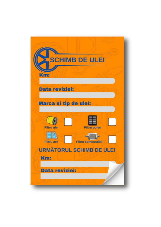 Etichetă Autocolantă/ Cartonată Personalizată Schimb Ulei Service Auto